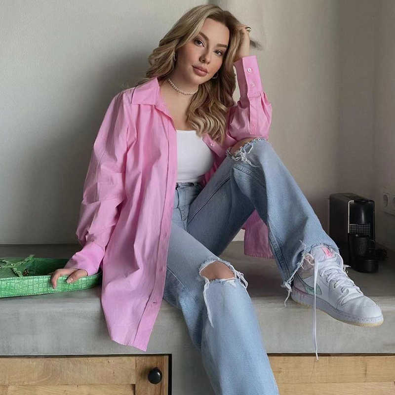 Vintage Women Turn Down Collar Shirts Spring-Autumn Office Ladies Short Front Back Long Shirt Casaul Girls Chic Tops 210527