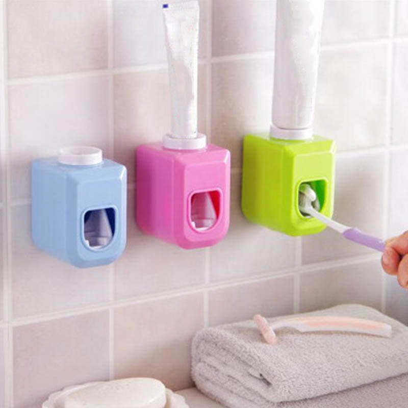 1Pcs Bathroom Accessories Wall Mount Hands Free Squeeze Out Automatic Squeezer 4 Colors Toothpaste Dispenser Automatic Portable
