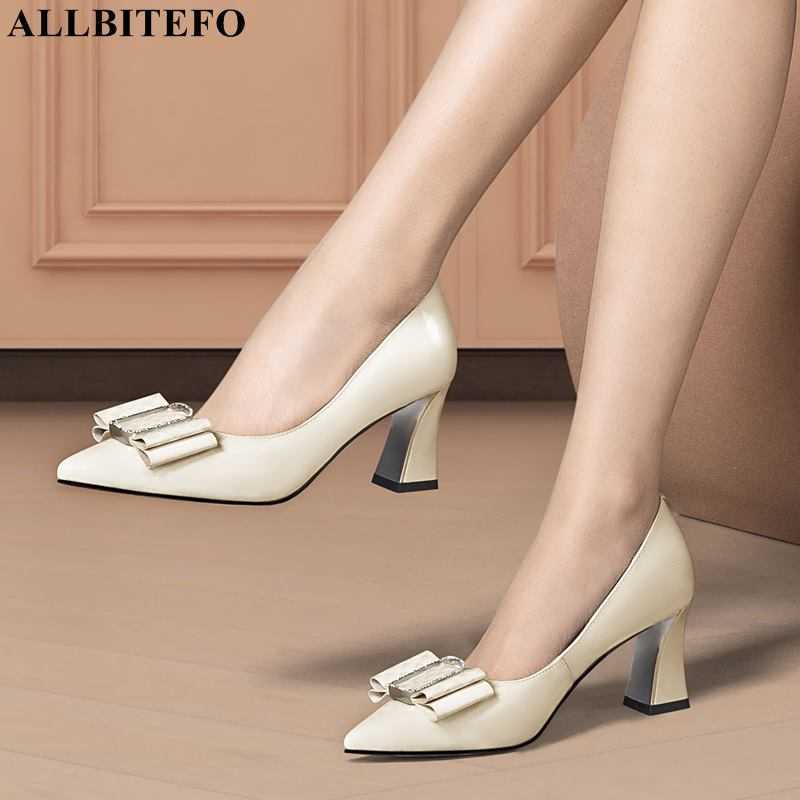 ALLBITEFO bowkont fashion genuine leather high heels pointed toe sexy women pumps high heel shoes club party wedding shoes 210611, As picture 
ALLBITEFO bowkont fashion genuine leather high heels pointed toe sexy women pumps high heel shoes club party wedding shoes 210611, As picture