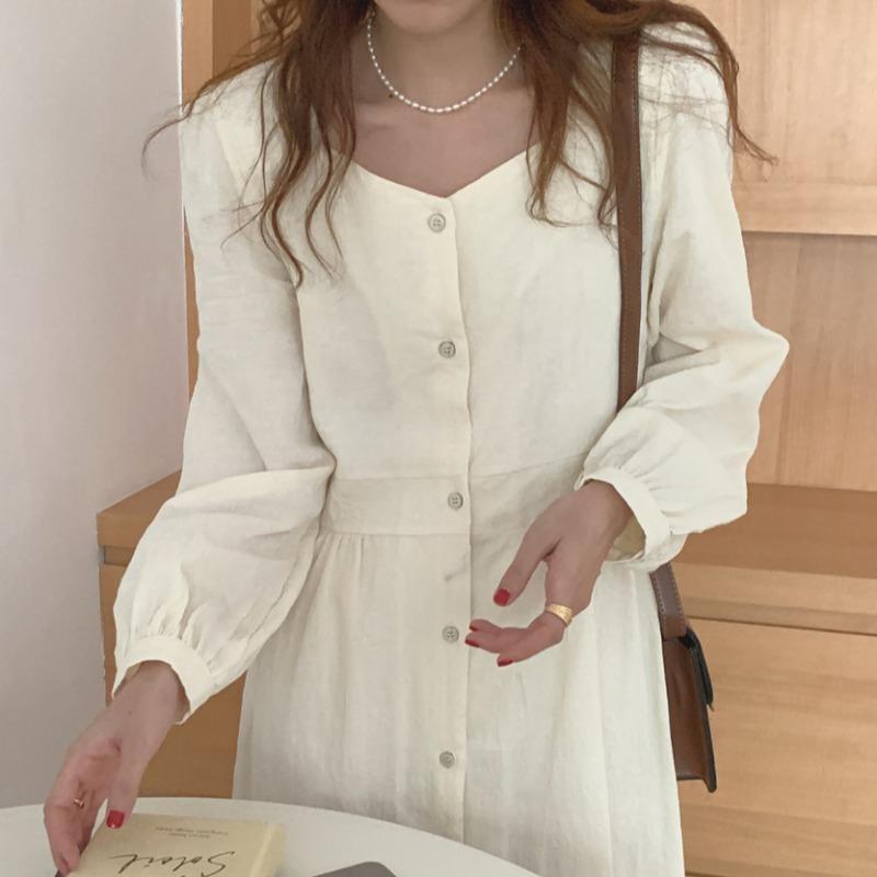 Casual Dresses French Temperament Single-breasted Waist Apricot Long Sleeve Jacquard Dress Women Square Collar Vestido Feminino Black, Black;gray
Casual Dresses French Temperament Single-breasted Waist Apricot Long Sleeve Jacquard Dress Women Square Collar Vestido Feminino Black, Black;gray