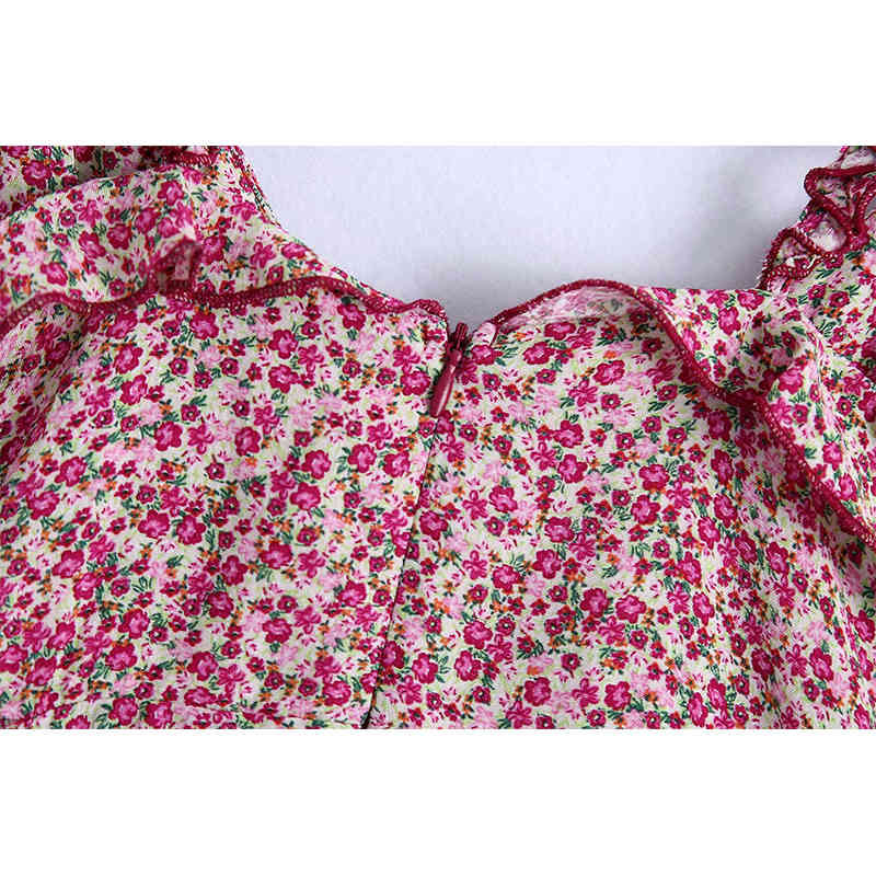 Women Printed Dress Spaghetti Strap Ruffle Above Knee Dresses Chic Lady Fashion Casual Clothes 210517