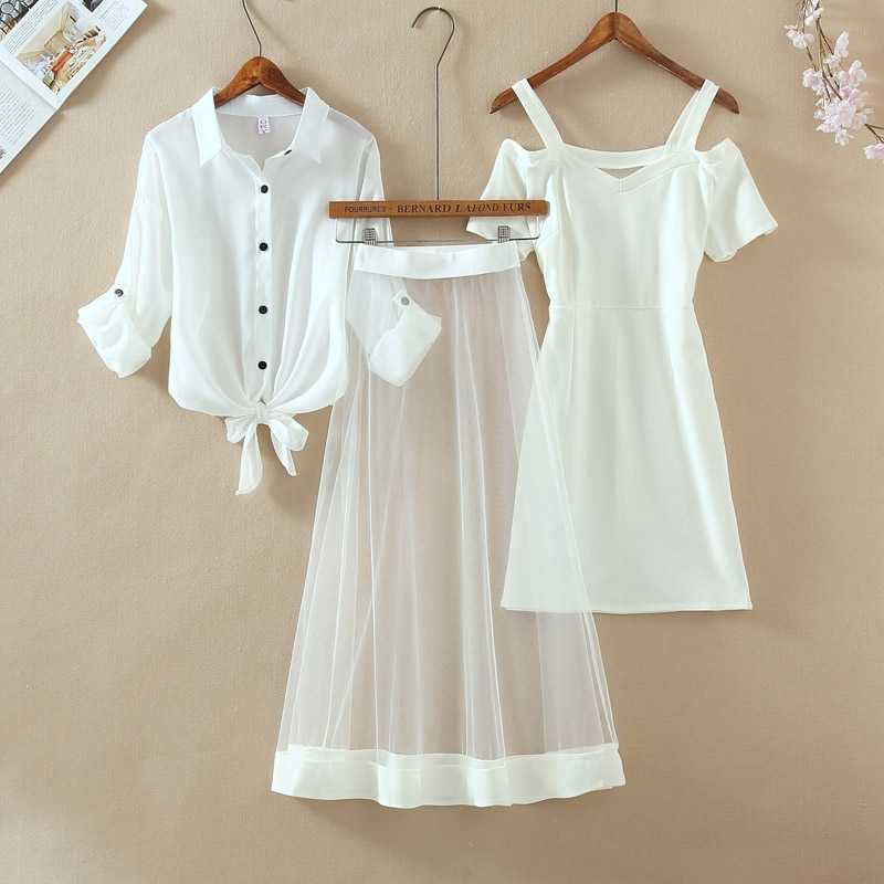 Autumn Three Piece Sets Fashion Outfits White Long Sleeve Shirt Cold Cut Out Off Shoulder Mini Dress Long Mesh Sheer Skirts 210708, Sets 2
Autumn Three Piece Sets Fashion Outfits White Long Sleeve Shirt Cold Cut Out Off Shoulder Mini Dress Long Mesh Sheer Skirts 210708, Sets 2