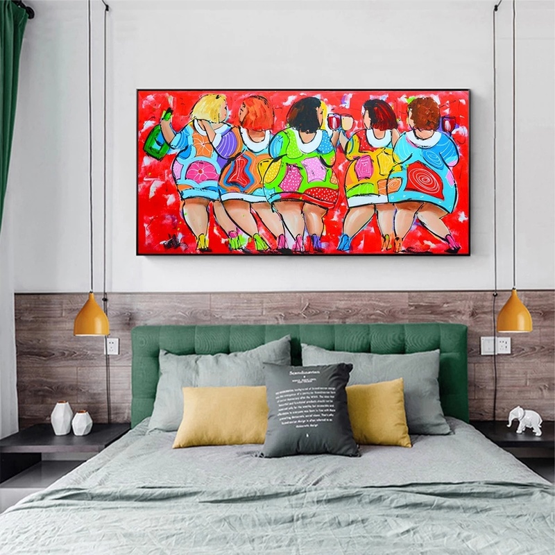 Women Party Abstract Oil Paintings Print on Canvas Funny Art Posters and Prints Wall Decor Art Pictures Home Decoration Cuadros