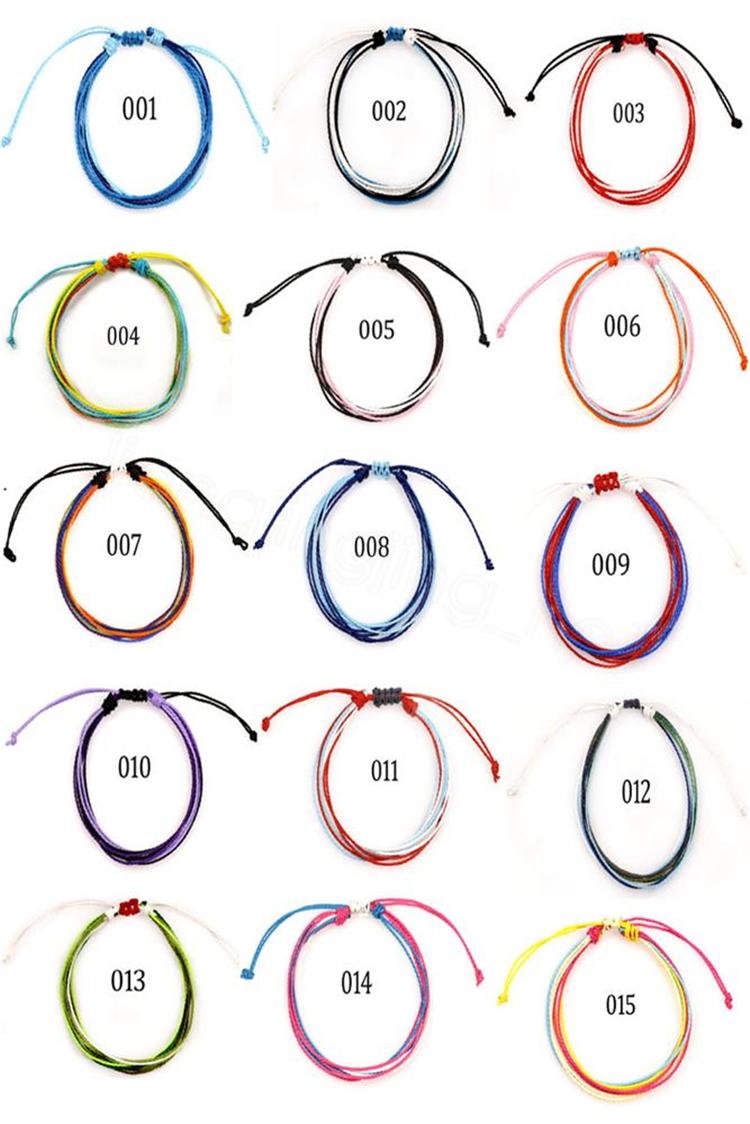 Wax Thread Woven Bracelets Handmade Multilayer Friendship Jewelry Wax String Bracelets Multicolour Adjustable Braided Bracelet