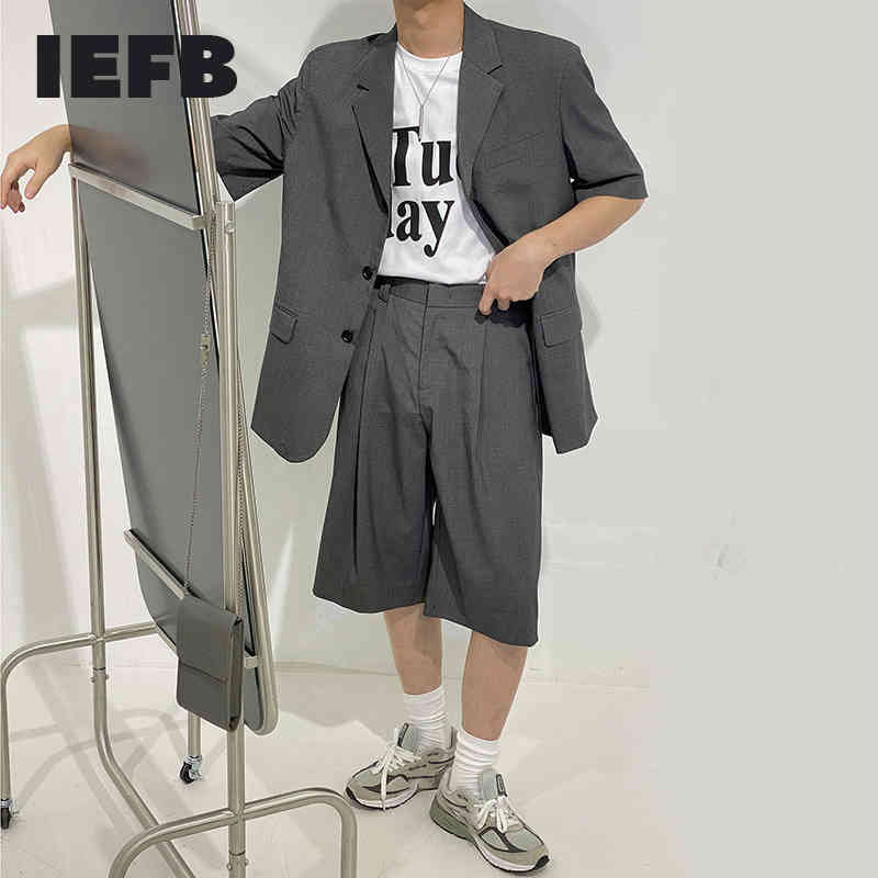 IEFB Korean Trend Grey Blazer Loose Fashion British Niche Design Summer Notched Short Sleeve Men's Suit Coats 9Y6934 210524, Black shorts
IEFB Korean Trend Grey Blazer Loose Fashion British Niche Design Summer Notched Short Sleeve Men's Suit Coats 9Y6934 210524, Black shorts
