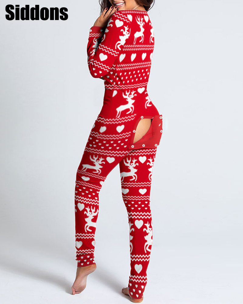 Sexy Women Christmas Cutout Functional Buttoned Flap Adults Pajamas Club Button Design Plunge Lounge Jumpsuit, Red short
Sexy Women Christmas Cutout Functional Buttoned Flap Adults Pajamas Club Button Design Plunge Lounge Jumpsuit, Red short