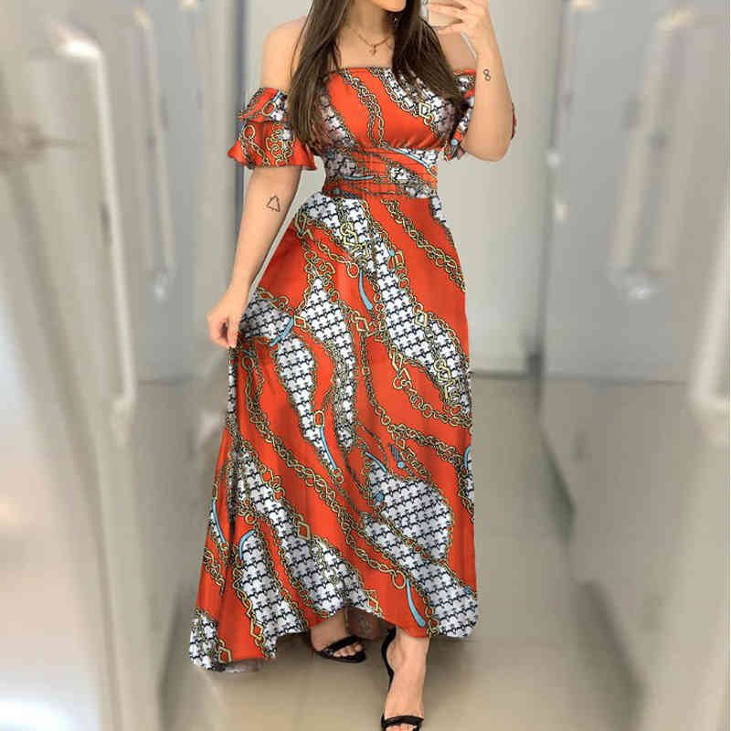 Summer Women Fashion Off-Shoulder Printed Elegant Dress Party Club Dress Maxi Dress Plus Size Evening Dresses Long Luxury 210521, Orange chain
Summer Women Fashion Off-Shoulder Printed Elegant Dress Party Club Dress Maxi Dress Plus Size Evening Dresses Long Luxury 210521, Orange chain