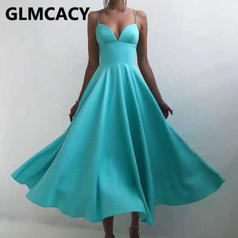 Spaghetti Strap Solid Elegant Formal Evening Party Dress Solid Maxi Vestidos 210702