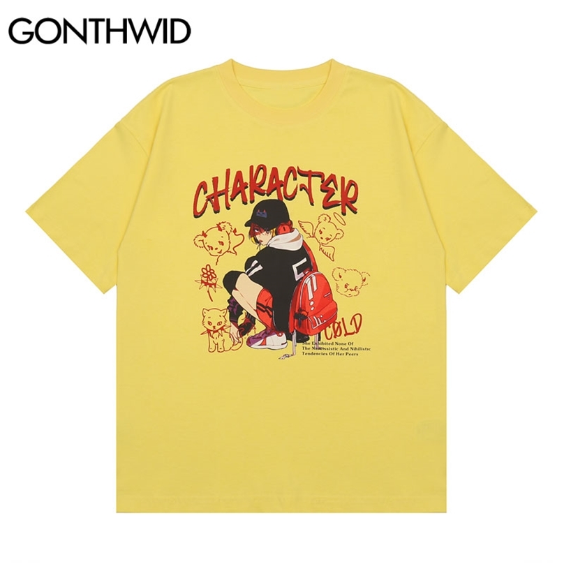 Tees Shirts Harajuku Cartoon Anime Girl Punk Rock Gothic Tshirts Streetwear Men Fashion Loose Summer Cotton Casual Tops 210602, White
Tees Shirts Harajuku Cartoon Anime Girl Punk Rock Gothic Tshirts Streetwear Men Fashion Loose Summer Cotton Casual Tops 210602, White