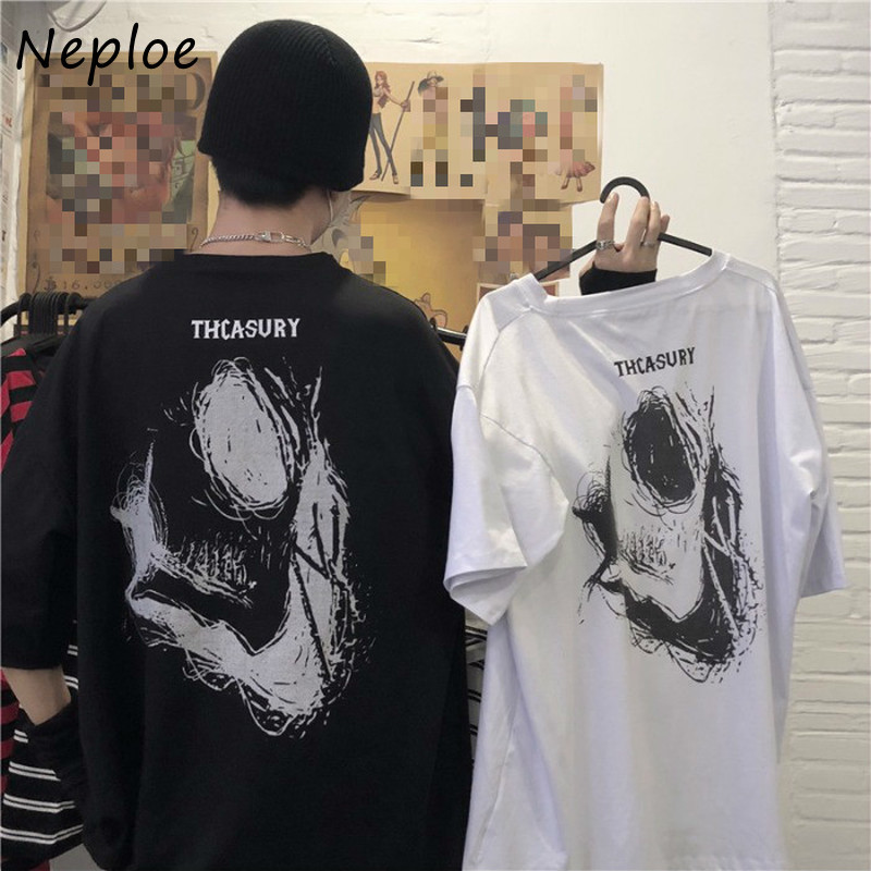 Neploe Women Men Causal Tops Sumemr Harajuku Printing T-shirts Short Sleeve O-neck Loose T Shirt Femme Graphic Tees 1E702 210423