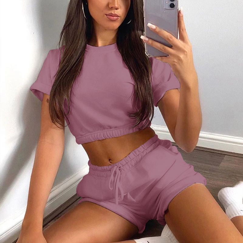 Summer Women Casual Workout Tracksuit Set Solid Ladies Outfit O-neck Crop Top+drawstring Elastic Waist Shorts Loose Pocket 210518, Black
Summer Women Casual Workout Tracksuit Set Solid Ladies Outfit O-neck Crop Top+drawstring Elastic Waist Shorts Loose Pocket 210518, Black