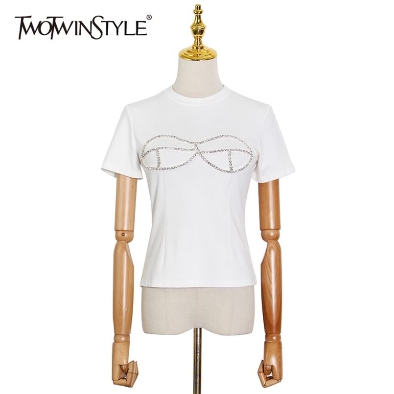 TWOWINSYLE Joker Casual White Shirt For Women O Neck Short Sleeve Patchwork Diamond Shirts Female Fashion Clothing 210524, Black
TWOWINSYLE Joker Casual White Shirt For Women O Neck Short Sleeve Patchwork Diamond Shirts Female Fashion Clothing 210524, Black