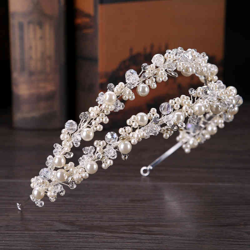Wedding Hair Jewelry Accessories 2017 Bridal Headdress Double Row Handmade Headbuckle Princess Dress Crown