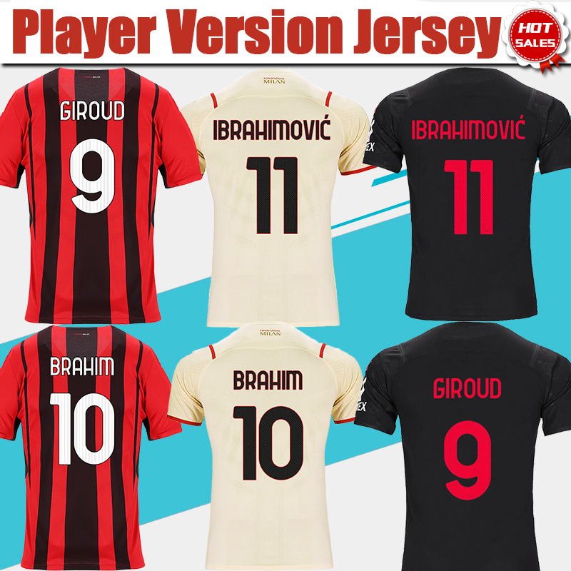 2021 2022 Player Version 3rd Black Soccer Jersey #11 IBRAHIMOVIC #9 GIROUD Home Red Black 21/22 Away Soccer Shirt #13 ROMAGNOLI #10 BRAHIM Football Uniforms, Away no patch
2021 2022 Player Version 3rd Black Soccer Jersey #11 IBRAHIMOVIC #9 GIROUD Home Red Black 21/22 Away Soccer Shirt #13 ROMAGNOLI #10 BRAHIM Football Uniforms, Away no patch