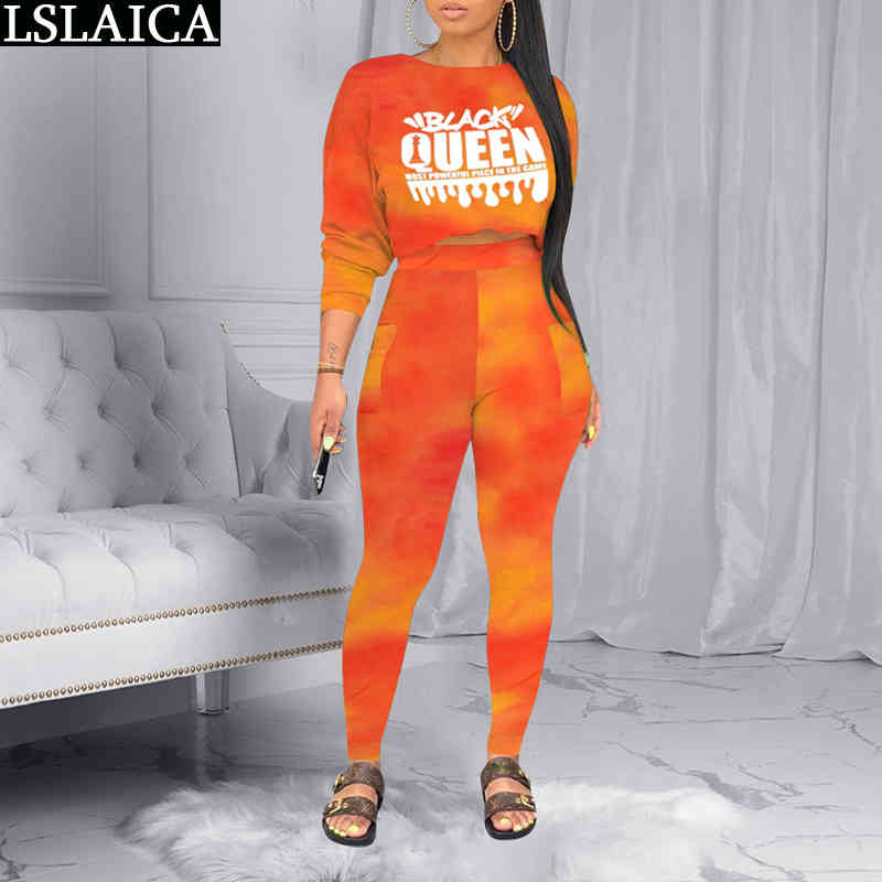 2 Pc Set For Women Outfits Tie Dye Letter Print Crop Top Long Pants Sweatsuit Autumn Slim Bodycon Matching Sets Vestido De Mujer 210520, Orange
2 Pc Set For Women Outfits Tie Dye Letter Print Crop Top Long Pants Sweatsuit Autumn Slim Bodycon Matching Sets Vestido De Mujer 210520, Orange