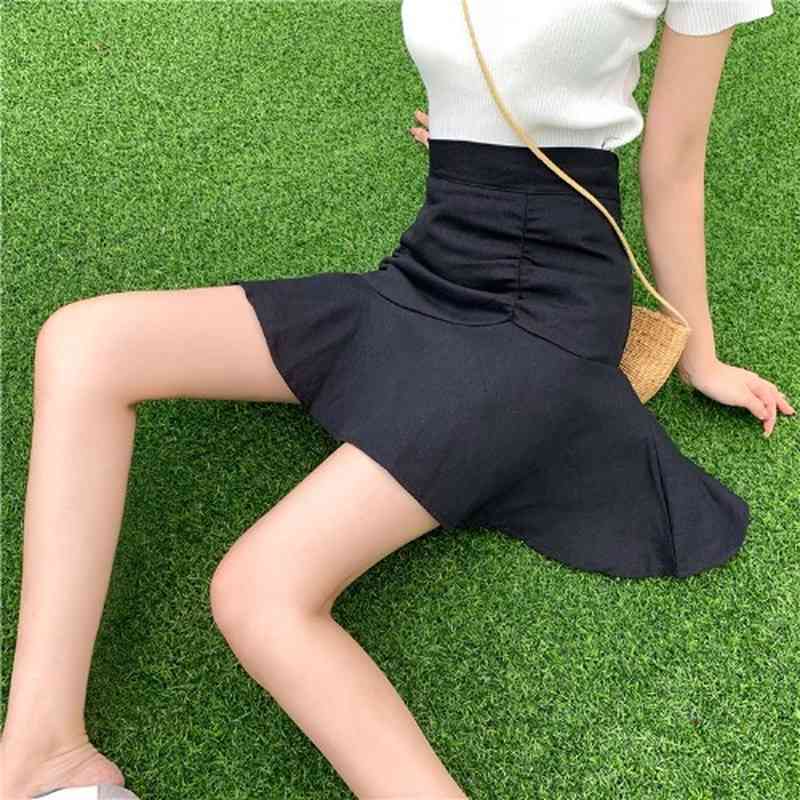 Skirts Japan Style Chic Slim Yellow High Waist Wrap Hip Ruffles Mermaid Skirt Women Sweet Faldas Mujer Moda Fashion Summer 210429