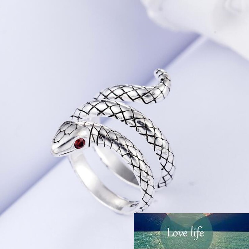 Creative Personality Snake New Fashion 925 Sterling Silver Jewelry Thai Silver Crystal Temperament Opening Rings R162 Factory price expert design Qual