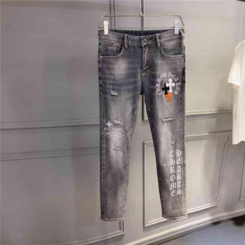 little feet crosin Slim color cross Sanskrit leather embroidery print stretch pierced jeans men's fashion Fashion, Gray
little feet crosin Slim color cross Sanskrit leather embroidery print stretch pierced jeans men's fashion Fashion, Gray