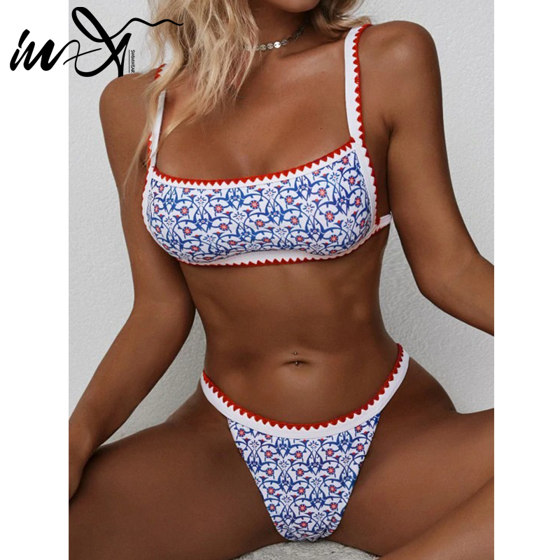 In-X Print bikini 2021 Bandeau swimsuit women Patchwork 2 pieces set High cut swimwear female Sports bathing suit biquini summer
In-X Print bikini 2021 Bandeau swimsuit women Patchwork 2 pieces set High cut swimwear female Sports bathing suit biquini summer