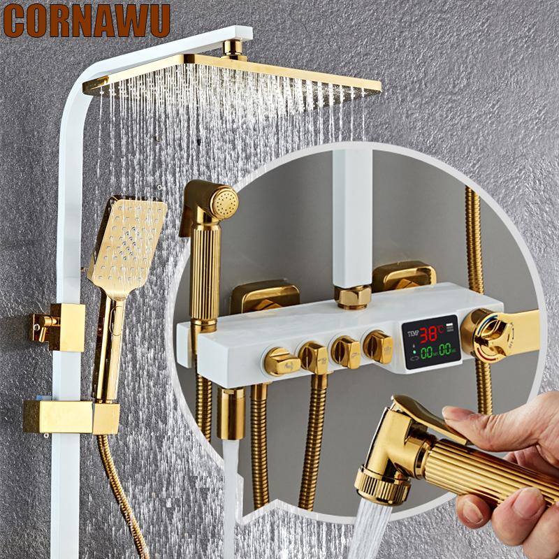 Bathroom Shower Sets Digital System Set Cold Mixer Thermostatic Rain Showers Wall Mount SPA Rainfall Bath Faucet Bathtub Torneira
Bathroom Shower Sets Digital System Set Cold Mixer Thermostatic Rain Showers Wall Mount SPA Rainfall Bath Faucet Bathtub Torneira