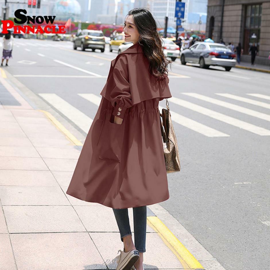 Women Trench Fashion long Section Solid Coat Light weight Casual lady's Windbreak trench plus size 210524