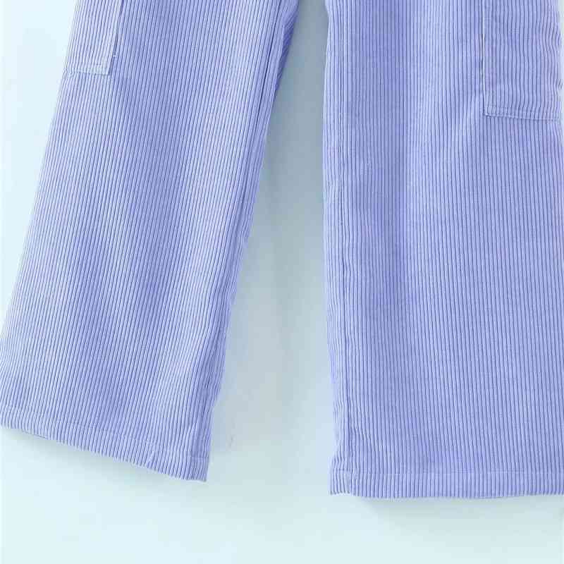 Streetwear Women Solid Corduroy Long Pants Fashion Ladies High Waist Cargo Safari Style Female Chic Pocket Pant 210430