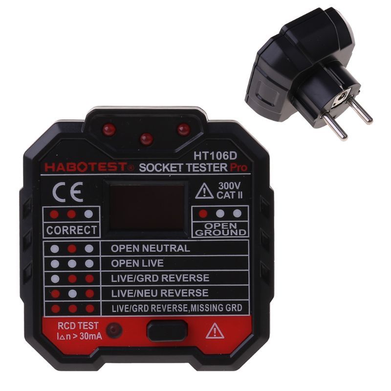 HT106 Electric socket Tester Neutral Live Earth Wire Testing Circuit Polarity
