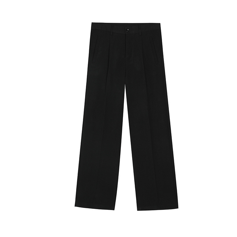 IEFB men's wear spring homemade wide leg trousers men Korean British loose straight pants all-match black gray trousers 210524