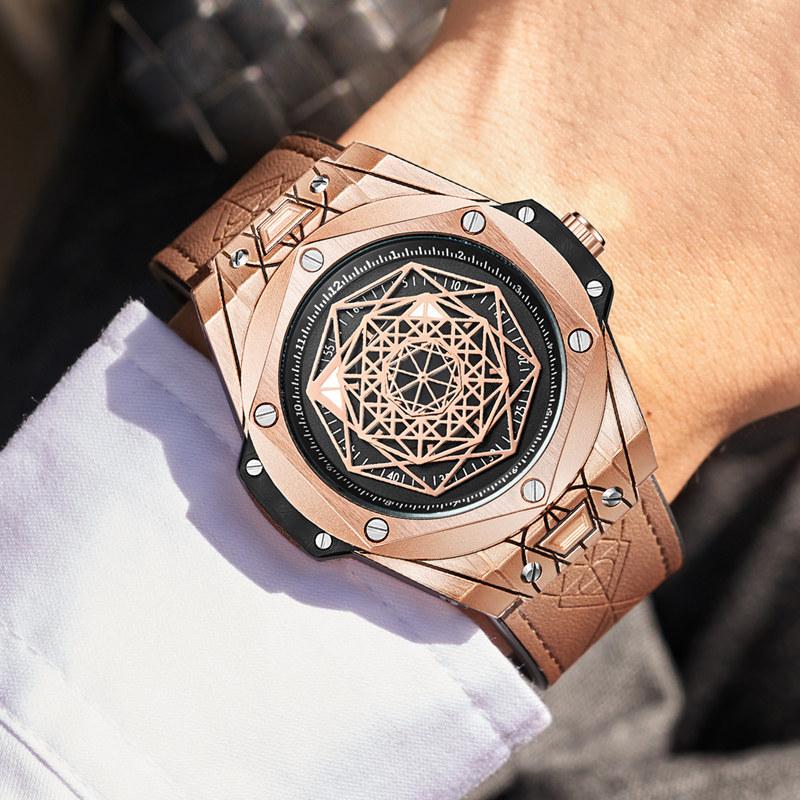 Wristwatches Men Quartz Watch Fashion Unique Sport Waterproof Leather Watches For Relogio Masculino, Slivery;brown
Wristwatches Men Quartz Watch Fashion Unique Sport Waterproof Leather Watches For Relogio Masculino, Slivery;brown