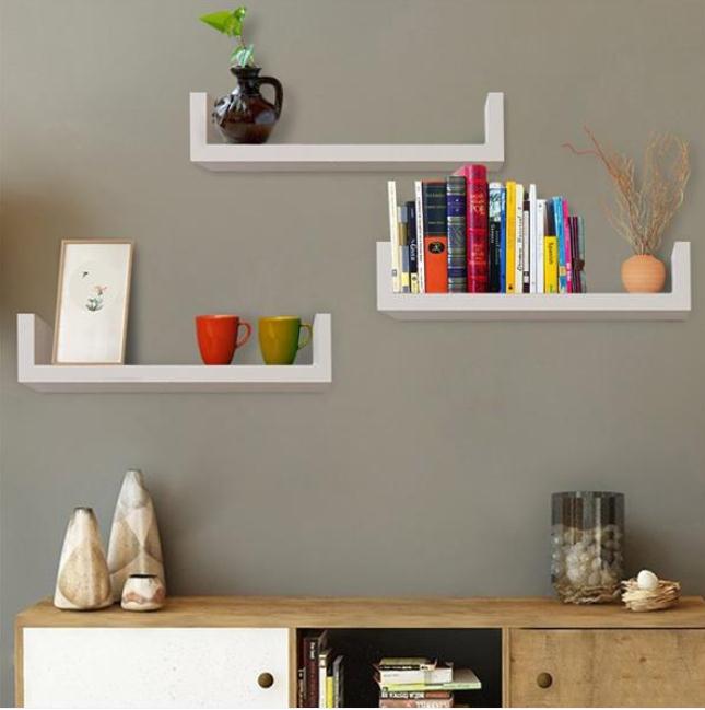 2022 Boxes & Bins Set of 3 Floating Display Shelves Ledge Bookshelf Wall Mount Storage Home Décor White