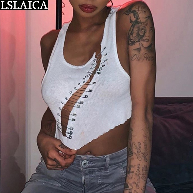 Crop Top Sexy Sleeveless O Neck Tank High Street Irregular Summer Women White Slim Clothes Fashion Haut Femme 210520
Crop Top Sexy Sleeveless O Neck Tank High Street Irregular Summer Women White Slim Clothes Fashion Haut Femme 210520