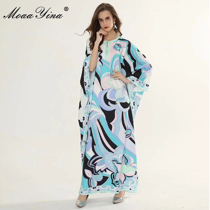 Fashion Designer dress Autumn Women's Dress Batwing Sleeve Geometry Abstract Print Maxi Robe Dresses 210524, Multi
Fashion Designer dress Autumn Women's Dress Batwing Sleeve Geometry Abstract Print Maxi Robe Dresses 210524, Multi