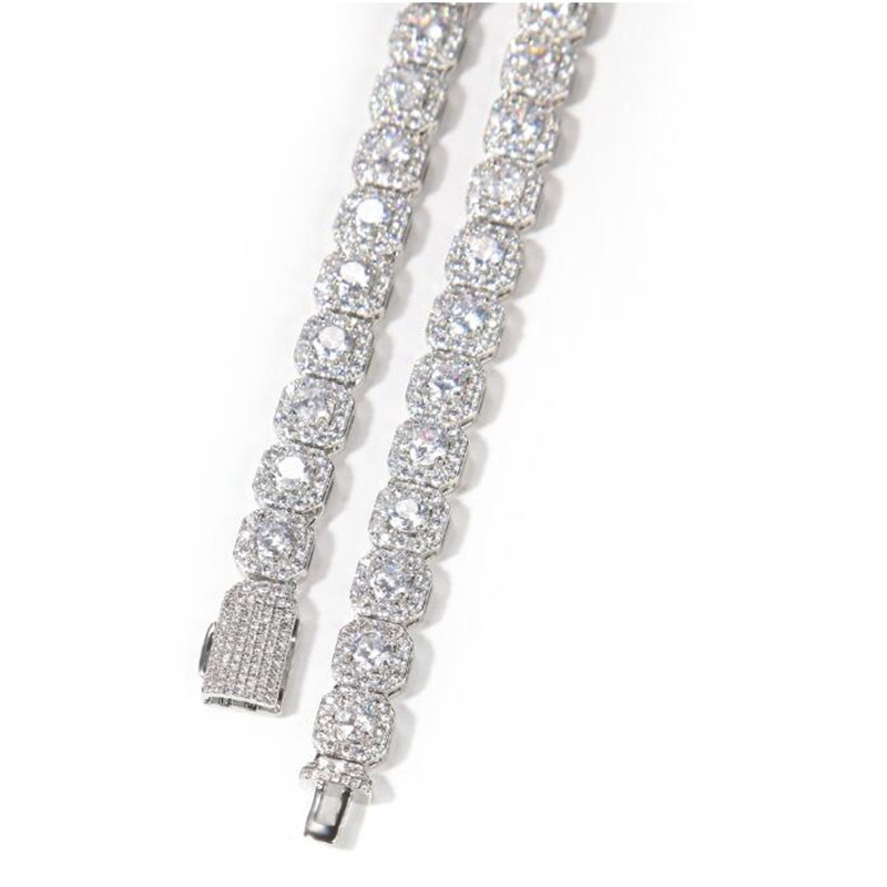 Top Sell Hip Hop Jewelry Zircon 9mm Width Necklace White Gold Fill 5A CZ Dia Gemstones Party Women Men Wedding Pendant For Lover Gift Free s