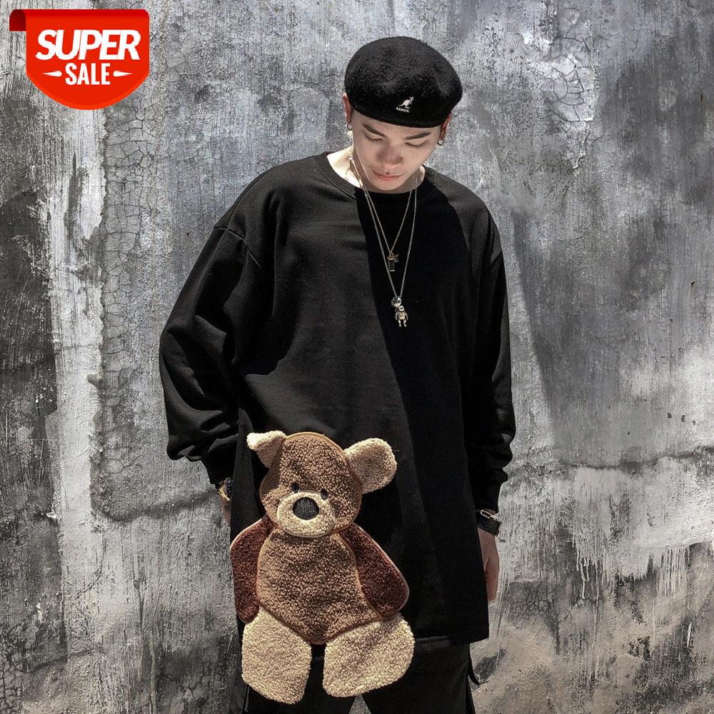 Plush patch bear long-sleeved T-shirt men's bf lazy style loose pullover top street flow round neck compassionate shirt #GC5o, White;black
Plush patch bear long-sleeved T-shirt men's bf lazy style loose pullover top street flow round neck compassionate shirt #GC5o, White;black