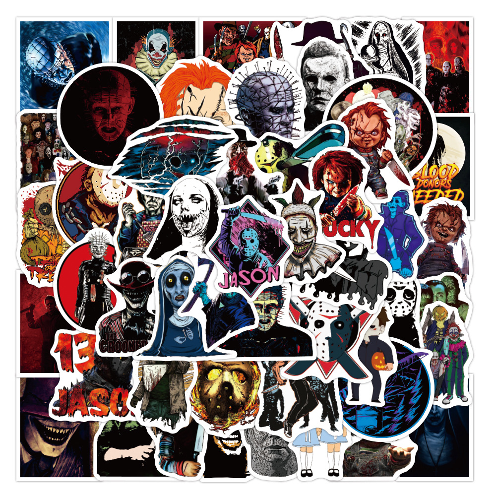 50pcs/Lot Horrible movie Thriller Graffiti Terror Role Stickers For Notebook Motorcycle Skateboard Computer Mobile Phone Car Decals sticker
50pcs/Lot Horrible movie Thriller Graffiti Terror Role Stickers For Notebook Motorcycle Skateboard Computer Mobile Phone Car Decals sticker