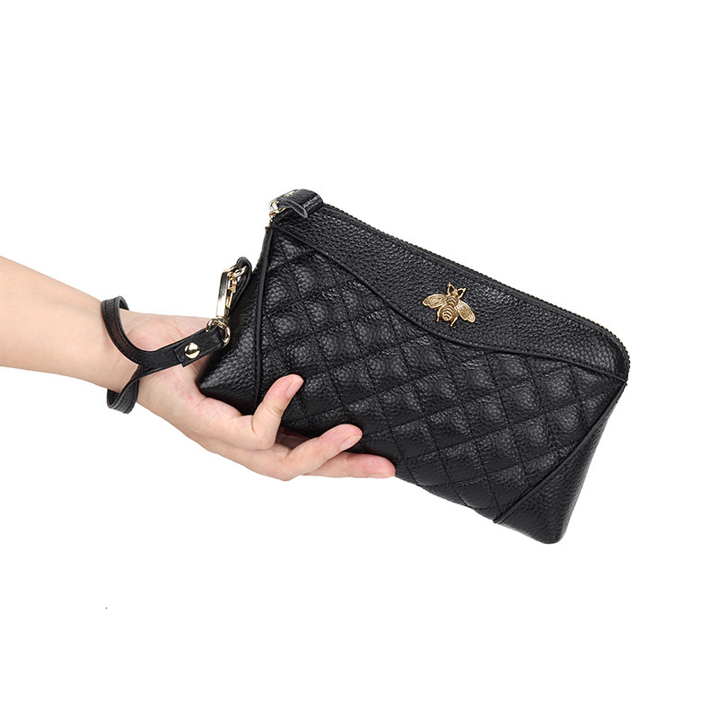 Wallet First Layer Cowhide Handbag Women Leather Grab Bag Simple Soft Mother's Mobile Phone Zero Long Small 049