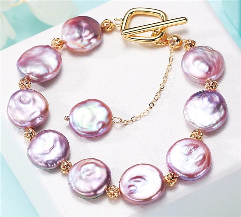 Beaded, Strands HABITOO Natural Freshwater Purple 13-14mm Coin Pearl Bracelet Bangle OT Clasp Simple Fashion Women Jewelry Daily Wear
Beaded, Strands HABITOO Natural Freshwater Purple 13-14mm Coin Pearl Bracelet Bangle OT Clasp Simple Fashion Women Jewelry Daily Wear