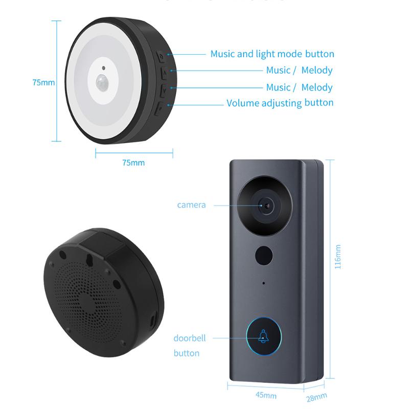 Doorbells Smart Wired WIFI Video Doorbell Home Security Camera Remote Intelligent Infrared Monitoring With Motion Detection