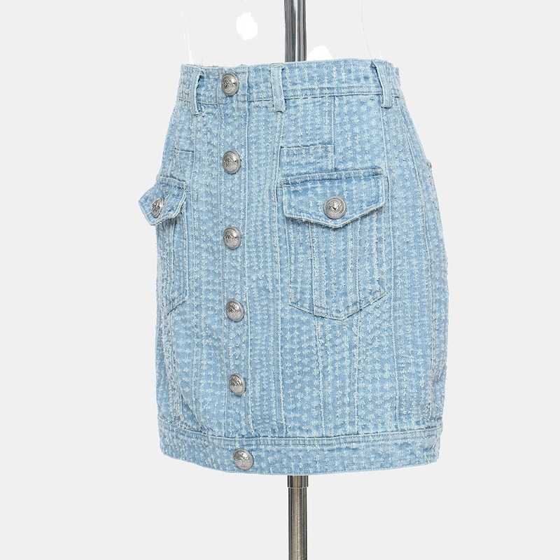 Three-dimensional Pockets Decoration Empire Solid Casual Denim Skirt Korean Fashion Sweet Cool Faldas Mujer Moda Summer 210525