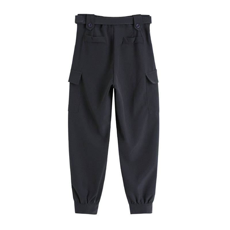 OL Minimalist High Waist Overalls Pants Women Spring Fall Casual Sportswear Waistband Cargo Suit Trousers 210421