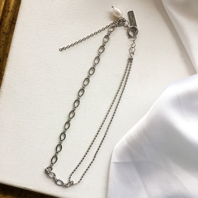 Justine Clenquet Chain Necklaces with Zircon Metal Patchwork Pearl Choker Necklace Bracelet244Z