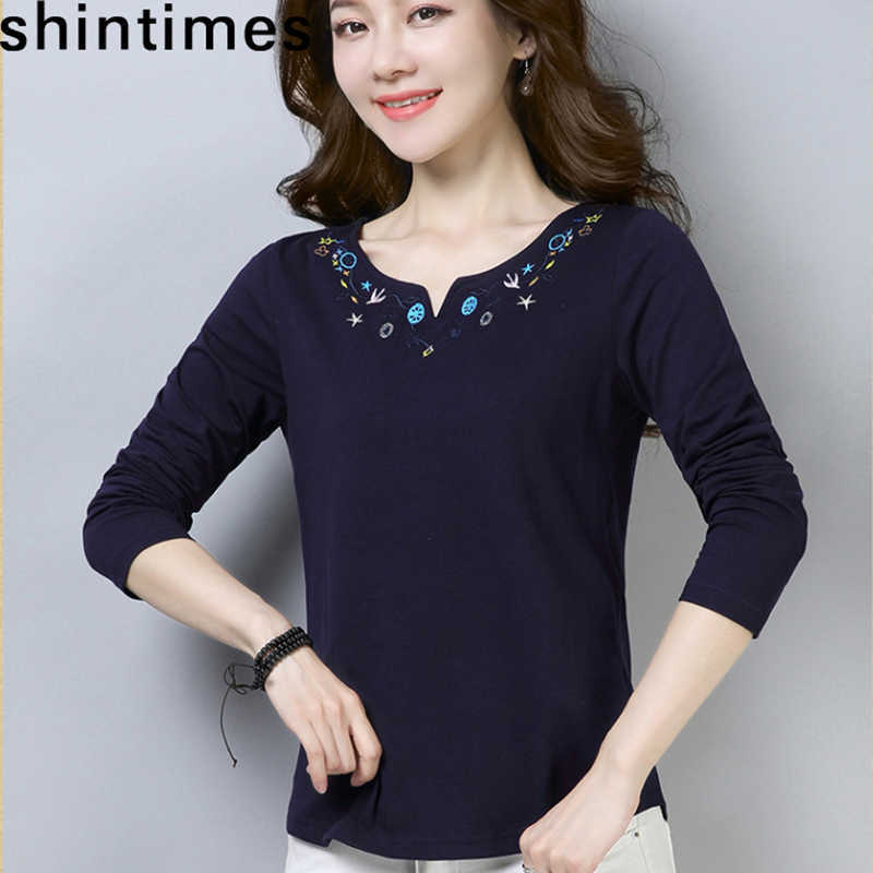 shintimes Vintage T-Shirt Embroidery T Shirt Long Sleeve Tshirt Women Clothes V-Neck Cotton Floral Plus Size Camiseta Mujer 210615, Red t shirt
shintimes Vintage T-Shirt Embroidery T Shirt Long Sleeve Tshirt Women Clothes V-Neck Cotton Floral Plus Size Camiseta Mujer 210615, Red t shirt