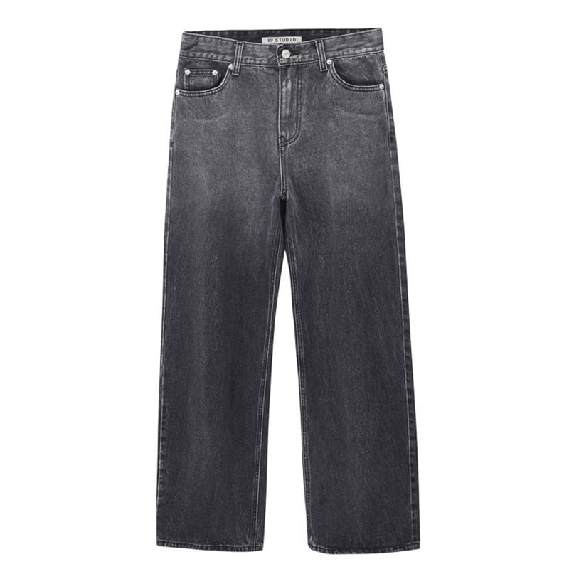 IEFB Men's Clothing Korean Trend High Waisted Straight Black Grey Jeans Loose Wide Leg Denim Pants Denim Trousers Y6926 210524