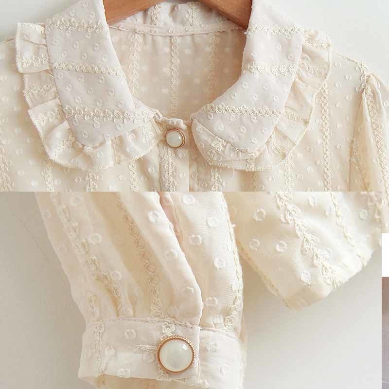 Autumn Solid White Tops Fairy Office Lady Clothing with Button Blusas Chiffon Blouse Women Long Sleeve Shirt 10351 210518