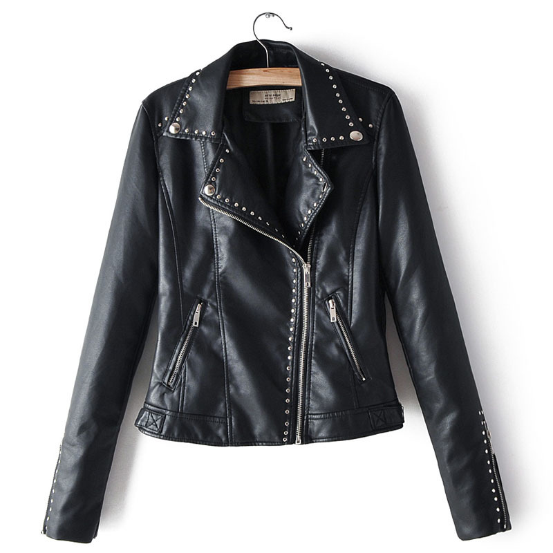 Yellow PU Lapel Long Sleeve Liuding Locomotive Women's Jacket Winter Windproof Simple Chic Slim Female Coat Black Red Top 210507