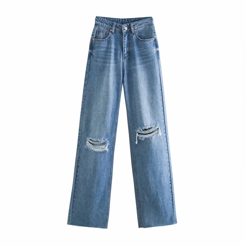 Fashion Hight-waise wide-leg full length jeans Vintage Ripped Hole Hi-rise Jeans Zipper Fly Female Trousers Mujer 210520, Blue
Fashion Hight-waise wide-leg full length jeans Vintage Ripped Hole Hi-rise Jeans Zipper Fly Female Trousers Mujer 210520, Blue