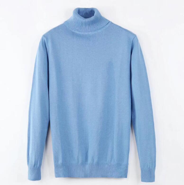 Autumn and winter High Quality small horse Long Sleeve high-neck men's sweater knit sweater fashion high-neck solid color top sweater bottoming s