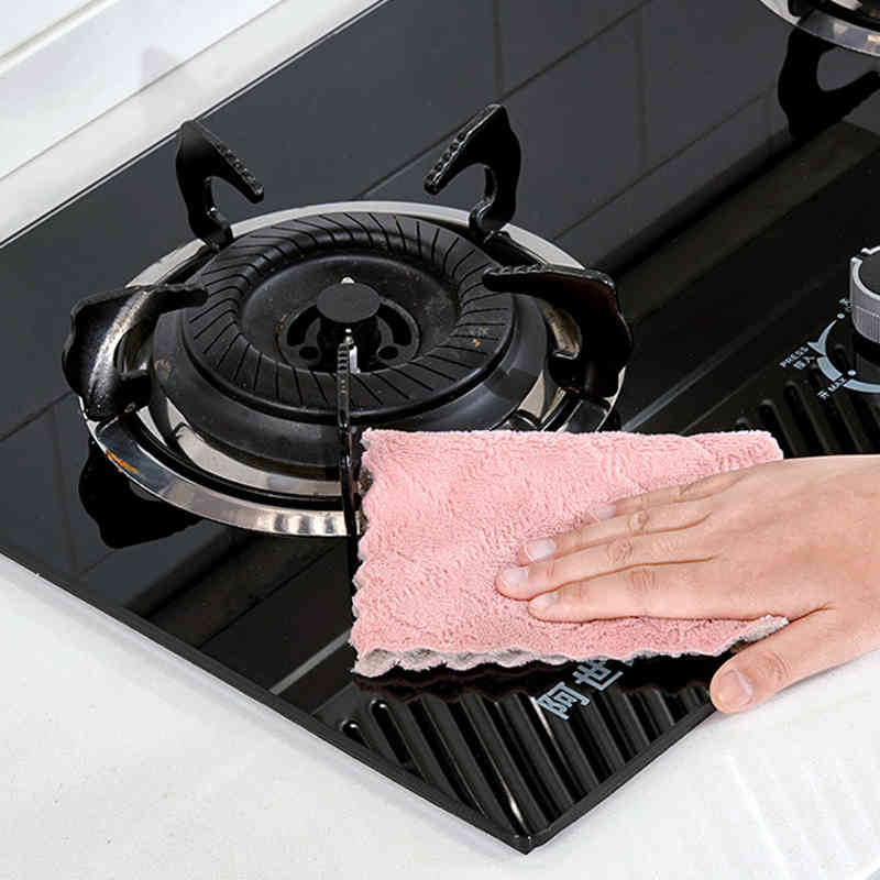 Colorful Wave Pattern 16*27CM Kitchen Dish Cloth Super Absorbent 1Pcs Polyester Fiber Multifunctional Rags Cleaning Towel