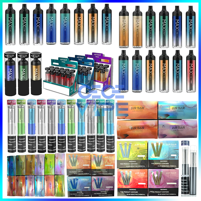 AIR BAR MAX & LUX Disposable Vape E Cigarette Pen Pod Device Built-in 1250mah battery Pods 2000 puffs Dab Starter Kit vs Puff Plus Bang XXL
AIR BAR MAX & LUX Disposable Vape E Cigarette Pen Pod Device Built-in 1250mah battery Pods 2000 puffs Dab Starter Kit vs Puff Plus Bang XXL