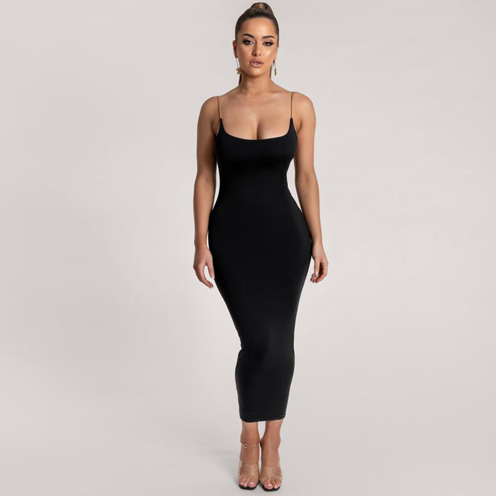 Summer Women White Spaghetti Strap Sleeveless Party Dress Sexy Lady Midi Evening Club Celebrity Runway 210423